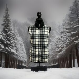 Savile Row Co. London Jackets/ Black And White Plaid Fleece Vest